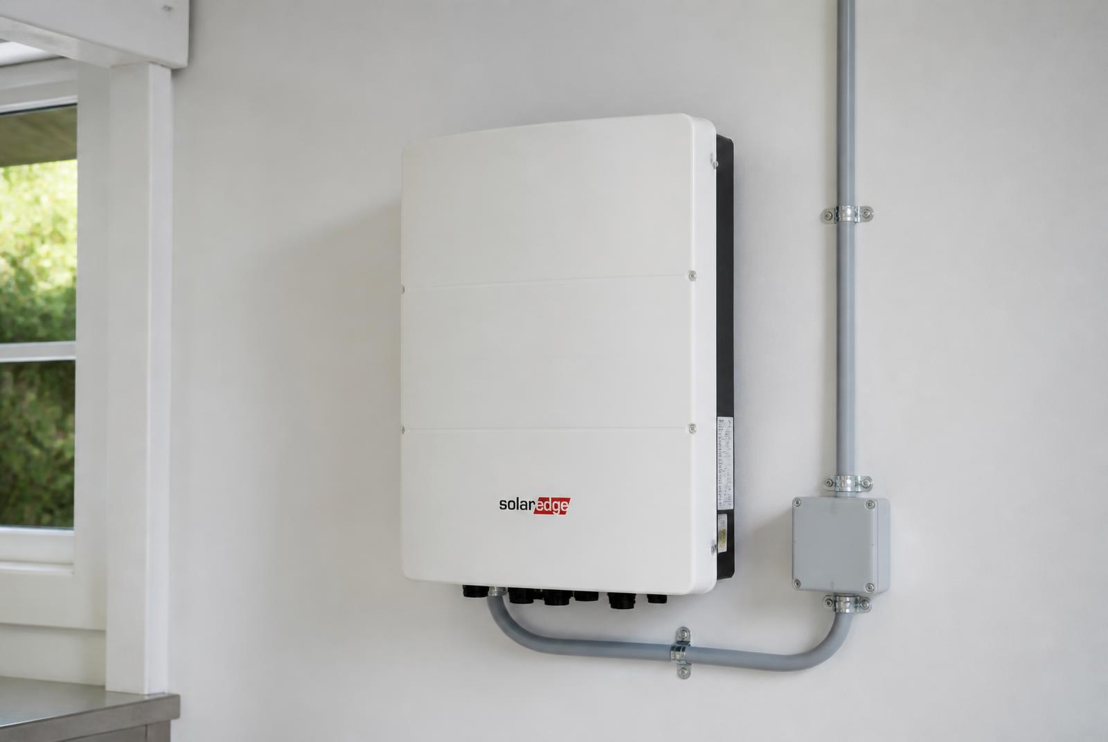 Omvormer voor zonnepanelen netjes gemonteerd